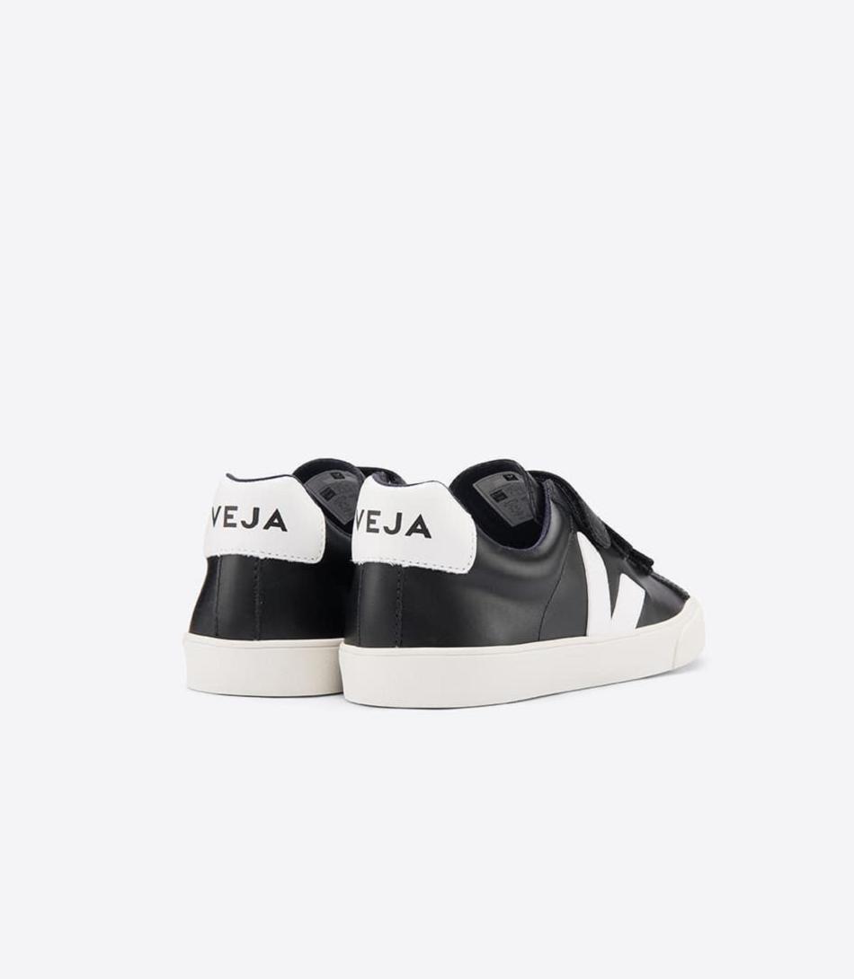 Veja 3-lock Leather Outlet Adults Black White | AUEAH36979