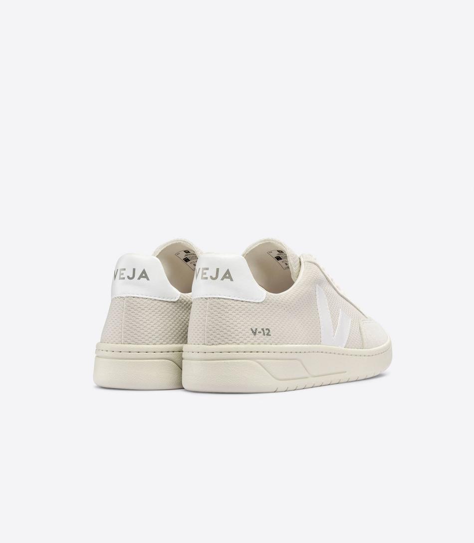 Veja Alveomesh Natural Men\'s V-12 Beige White | MAUFT88093