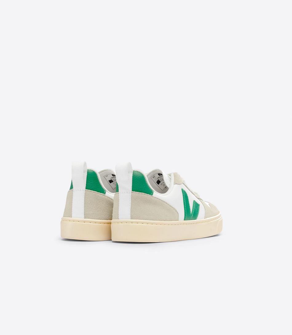 Veja Chromefree Leather Emeraude Almond Kids\' V-10 White | AUXMI29295