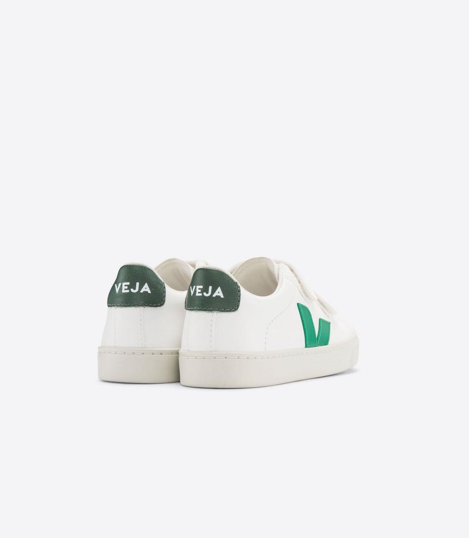 Veja Chromefree Leather Emeraude Cyprus Kids\' Esplar White | AUJBT24040