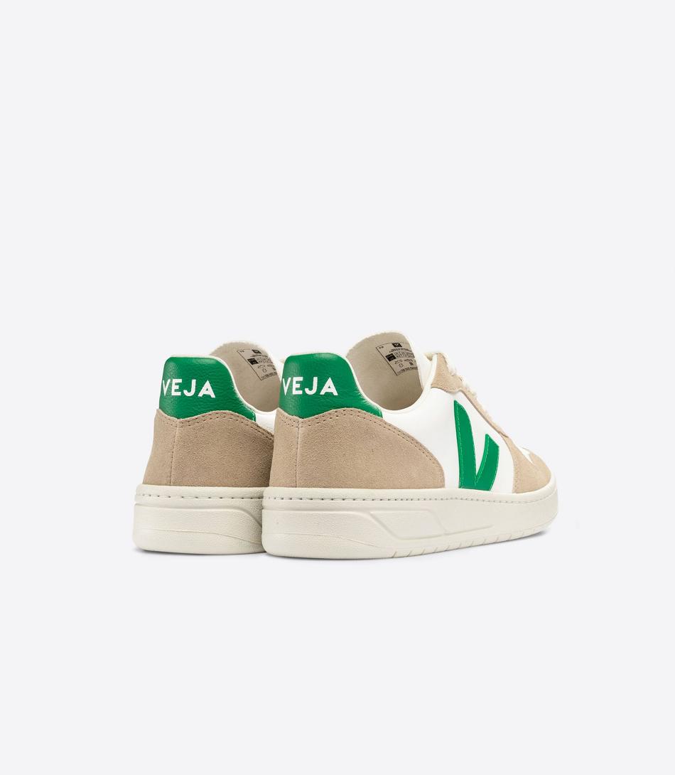 Veja Chromefree Leather Emeraude Sahara Women\'s V-10 White | AUAUX25772