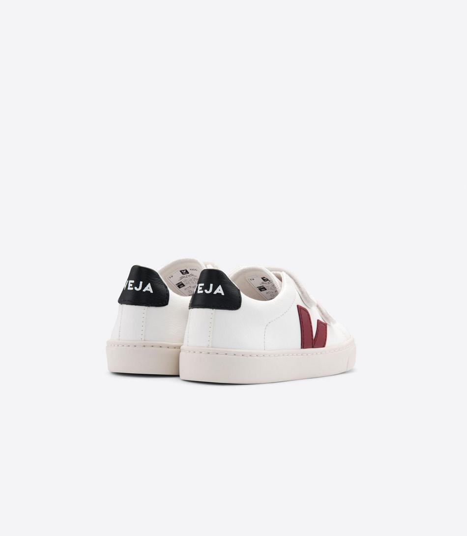 Veja Chromefree Leather Marsala Kids\' Esplar White Black | AUJZR17050