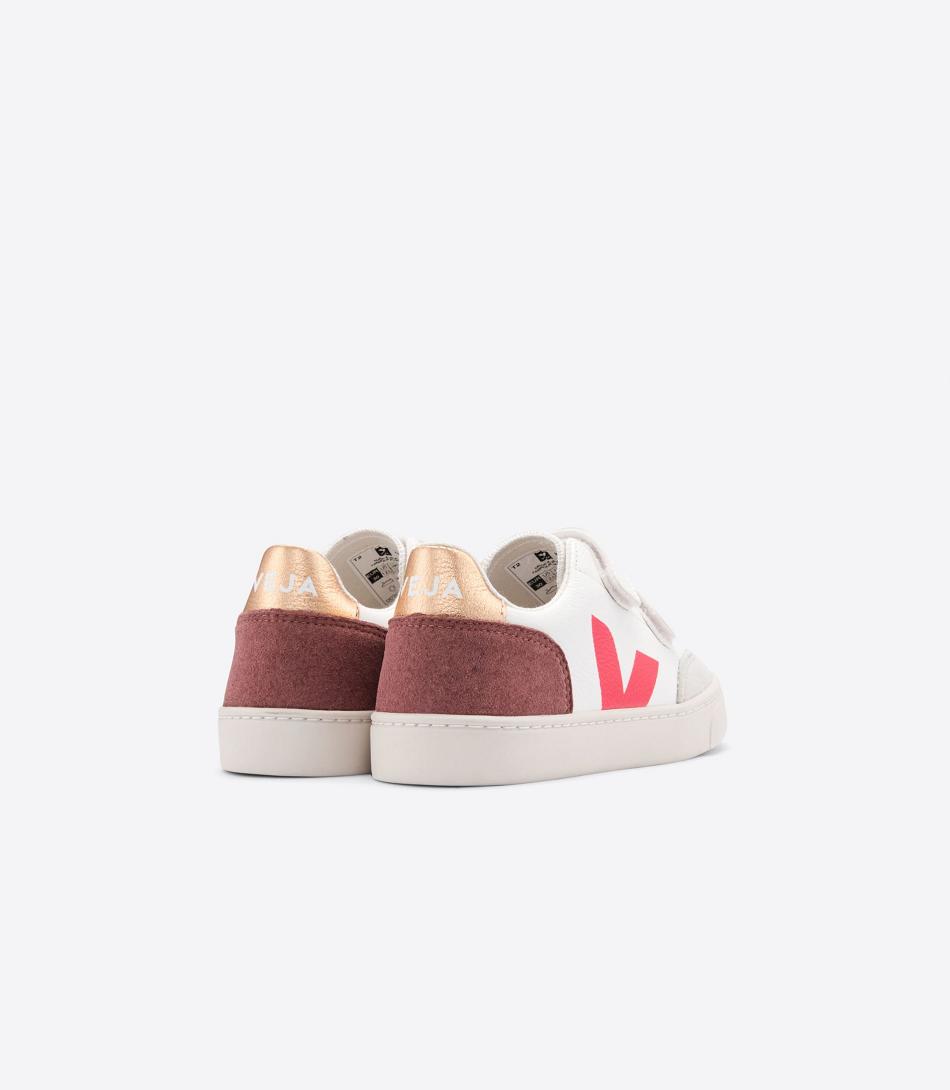 Veja Chromefree Leather Multico Dried Petal Kids\' V-12 White | TAUWZ31794