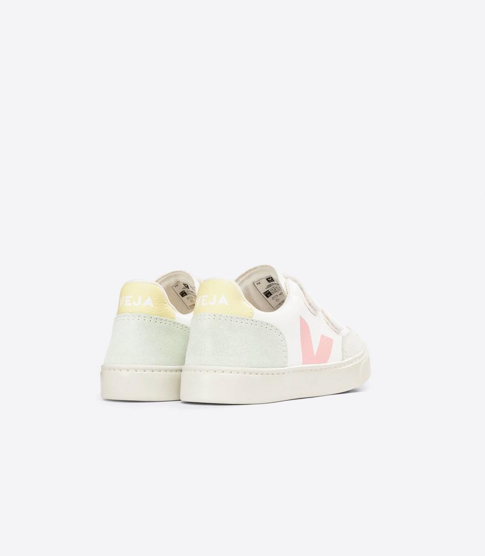 Veja Chromefree Leather Multico Jade Kids\' V-12 White | AUJVR59530