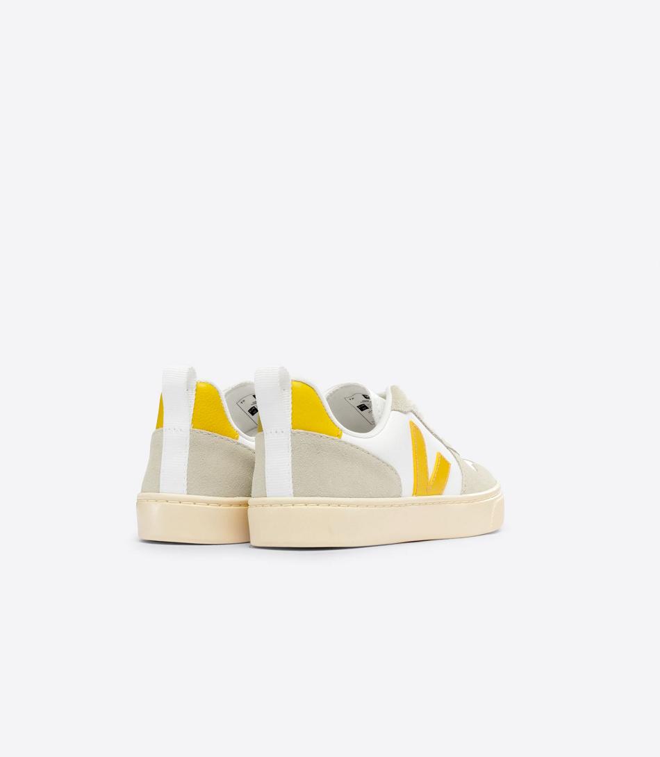 Veja Chromefree Leather Ouro Almond Kids\' V-10 White | AUCVG99157