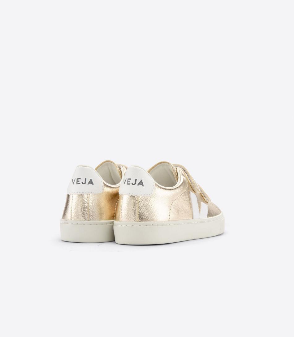 Veja Chromefree Leather Platine Kids\' Esplar White | AUQCS80586