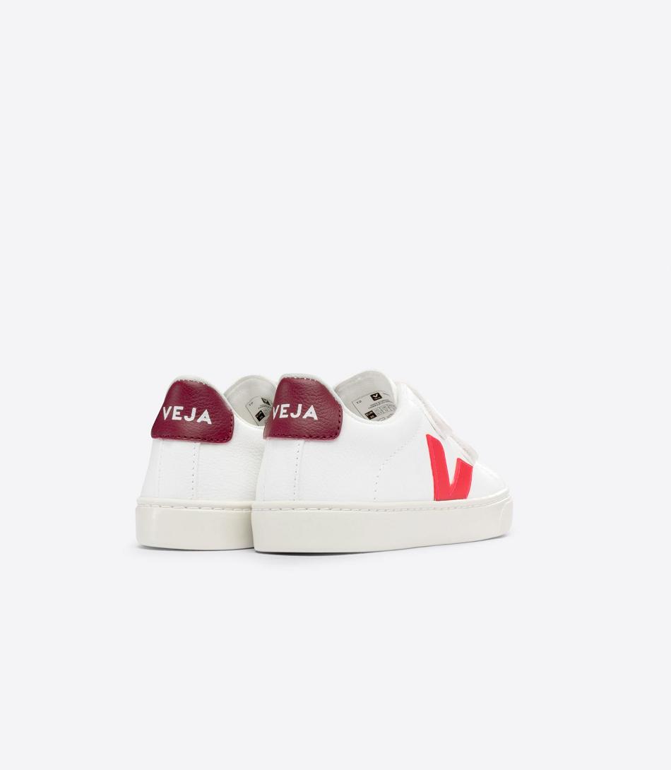 Veja Chromefree Leather Rose Fluo Marsala Kids\' Esplar White Rose | AUAUX13983