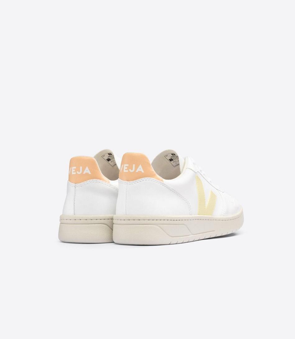 Veja Cwl Sun Peach Men\'s V-10 White Orange Coral | AUEAH55248