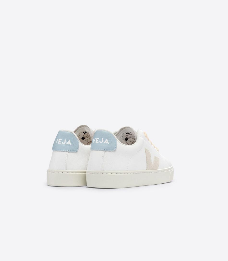 Veja Laces Chromefree Leather Sable Steel Kids\' Esplar White Grey | AUEAH39472