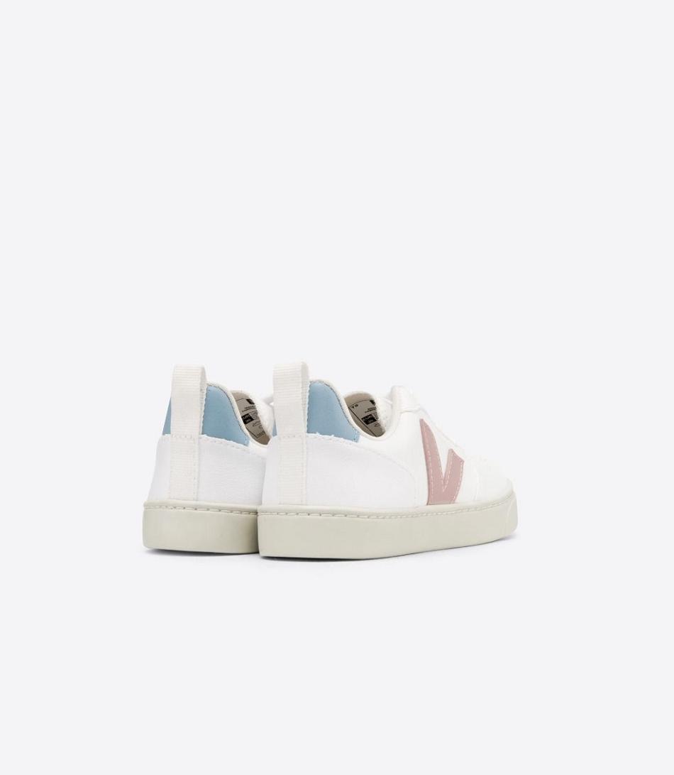 Veja Laces Cwl Babe Kids\' V-10 White Blue | DAUVO26829