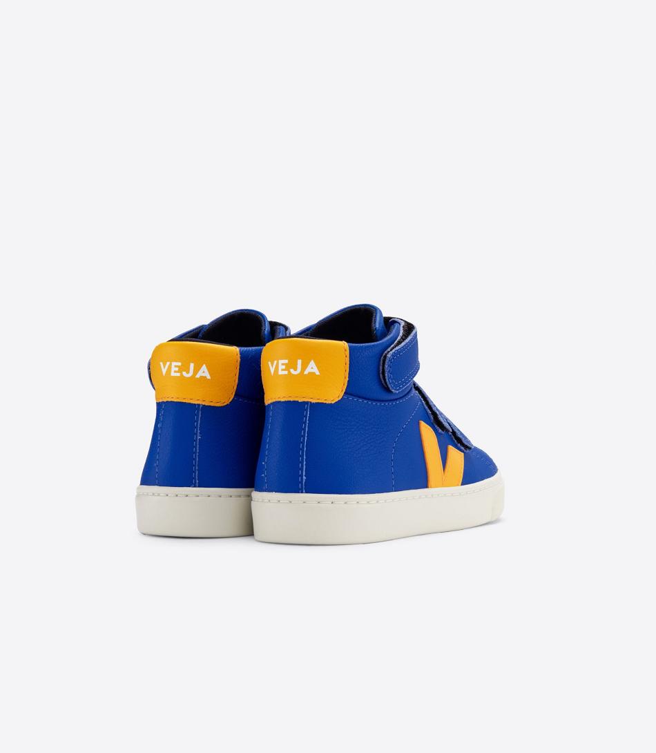 Veja Mid Chromefree Leather Paros Ouro Kids\' Esplar Blue | AUXMI37650