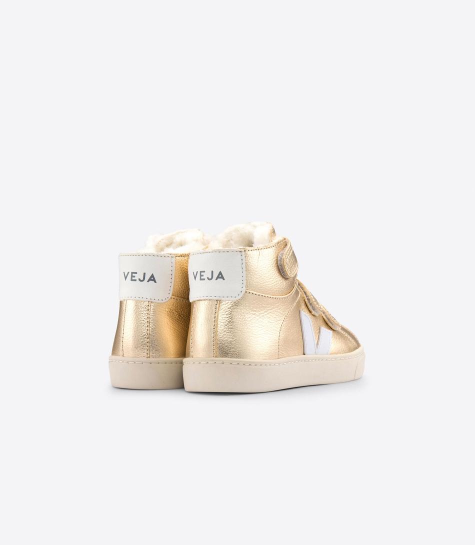 Veja Mid Fured Leather Platine Kids\' Esplar White | AUNEJ88118