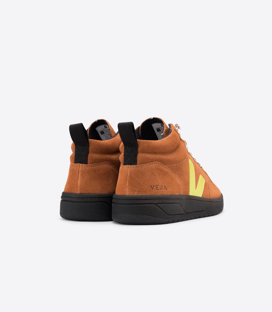 Veja Roraima Bastille Suede Tuile Jaune Fluo Outlet Adults Brown | YAUGT51187