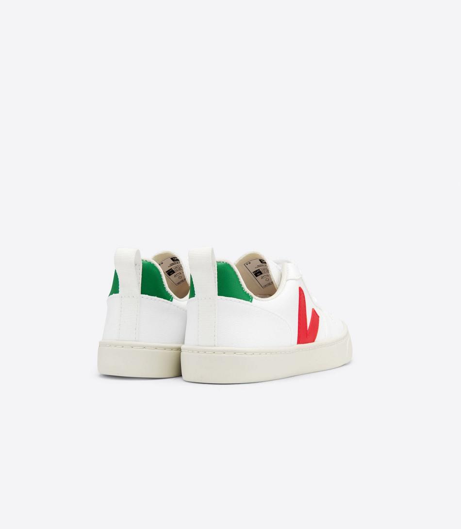 Veja V-10 Laces Cwl Pekin Emeraude Outlet Kids White | SAUNY10221