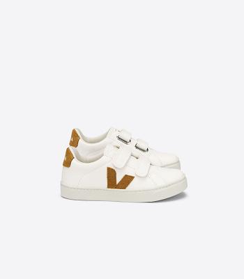 Veja Chromefree Leather Camel Kids' Esplar White Brown | QAUWA78463