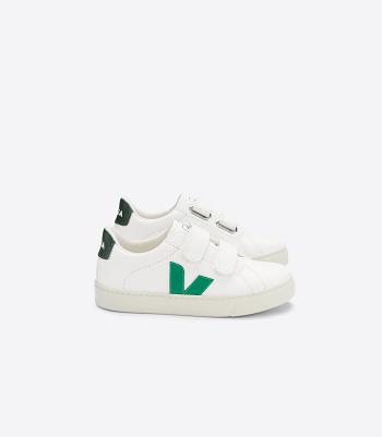 Veja Chromefree Leather Emeraude Cyprus Kids' Esplar White | AUJBT24040