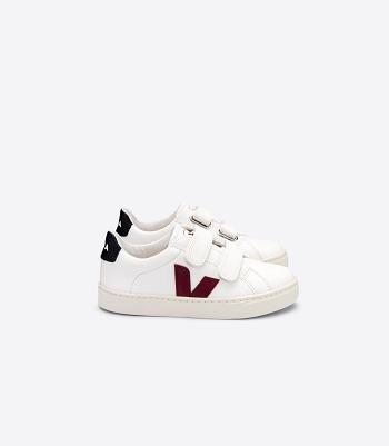 Veja Chromefree Leather Marsala Kids' Esplar White Black | AUJZR17050