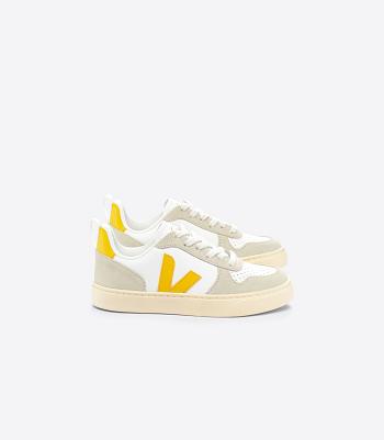 Veja Chromefree Leather Ouro Almond Kids' V-10 White | AUCVG99157