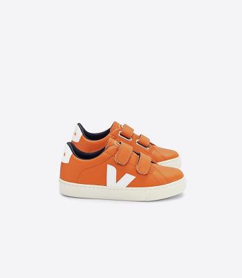 Veja Chromefree Leather Pumpkin Kids' Esplar White | YAUGT89033