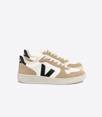 Veja Chromefree Leather Sahara Men's V-10 White Black | EAUVG29274