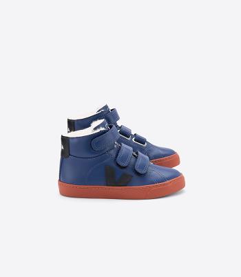 Veja Esplar Mid Fured Leather Cobalt Rust Outlet Kids Deep Blue Red | AUJZR86367