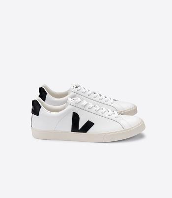 Veja Leather Women's Esplar White Black | AUJZR34487