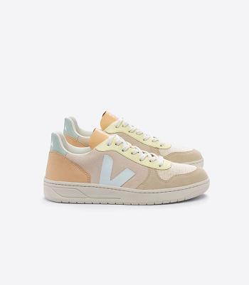 Veja Suede Sable Menthol Multico Women's V-10 Beige White | AUJBT87264