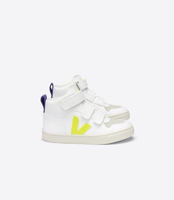 Veja V-10 Mid Cwl Jaune Fluo Outlet Kids White Purple | AUQCS16114