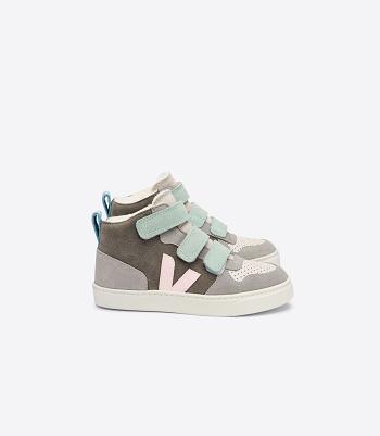 Veja V-10 Mid Fured Suede Multico Moonrock Outlet Kids Grey | SAUVO32802